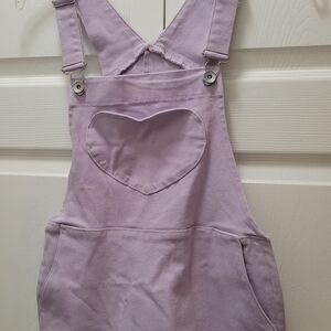 Blackheart Lavender Heart Pocket Overall Dress